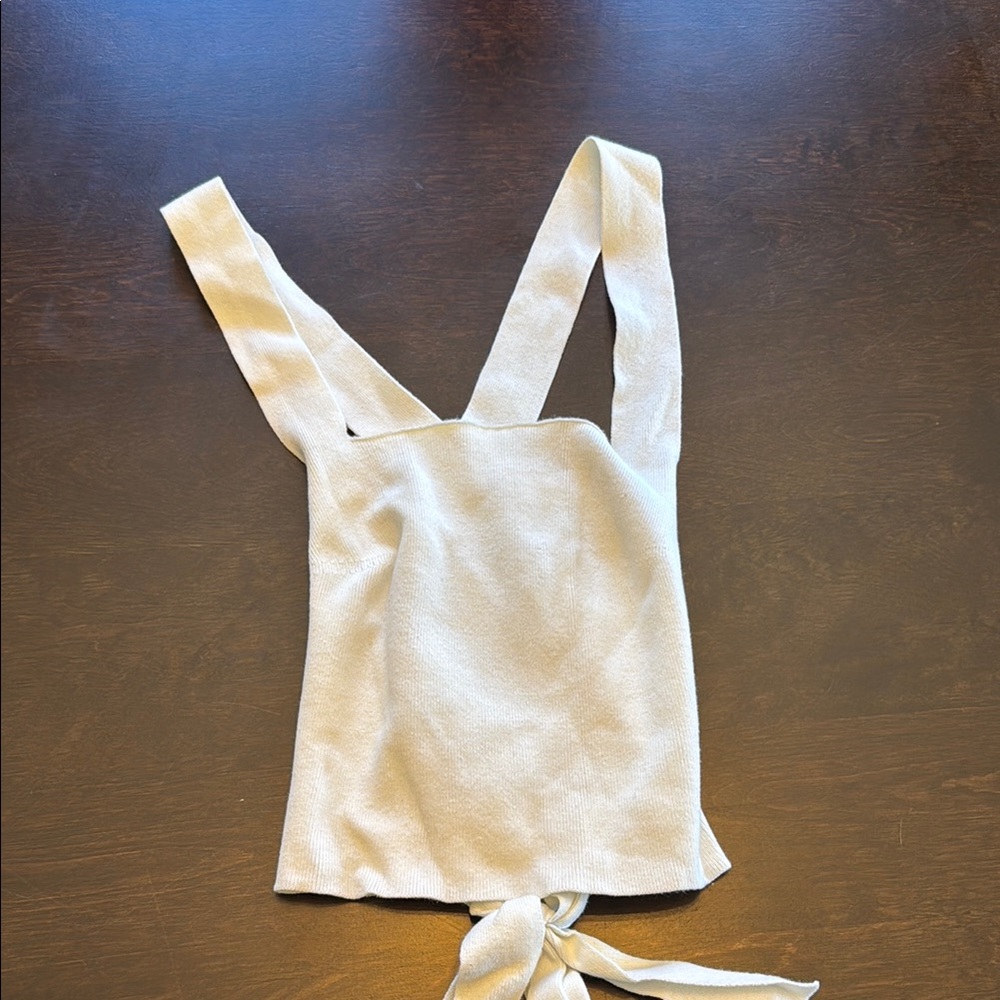 Astr Cream Sleeveless Tie Front Tank Top